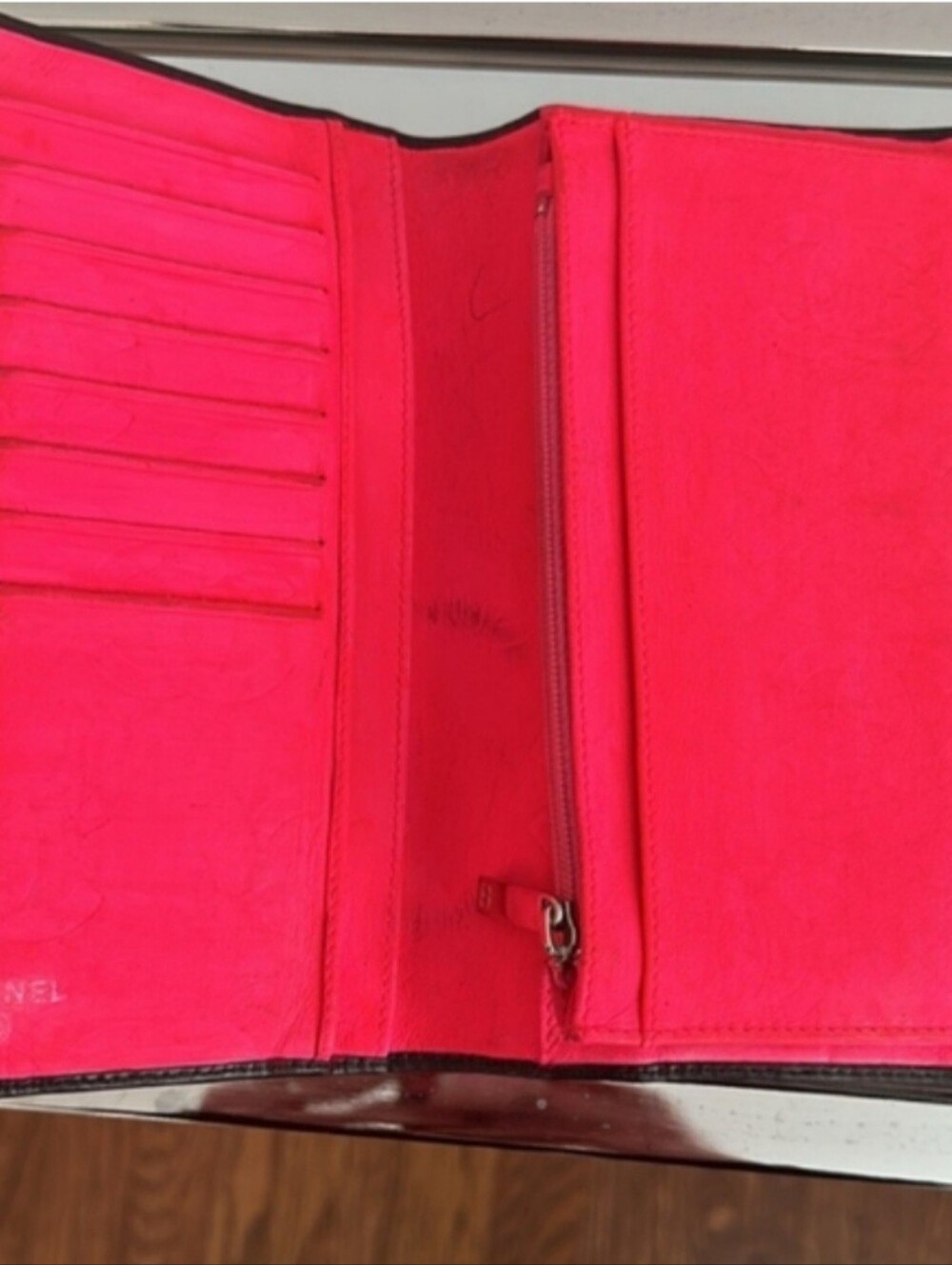 Chanel Cambon Ligne Black Quilted Leather Long Wallet Hot Pink Interior CC Logo - Picture 6 of 16